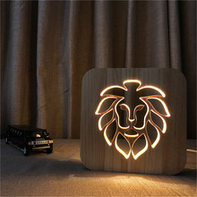 Lion Shape 3D Lamp Animal Style USB Table Lamp Wood Carving Lamp for Room Decor for Children's Day Gift Support Drop shipping 2024 - buy cheap