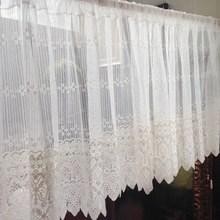 Free shipping Martha white lace mesh gauzes transparent hazy coffee curtain kitchen curtains embroidery lace 150*45/60/90cm 2024 - buy cheap