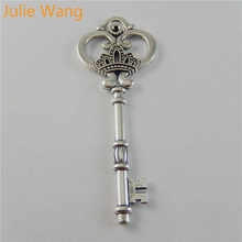 Julie Wang 2PCS 82*31*3mm Alloy Antique Color Heart Crown Key Shape Charms Neckalce Pendant Findings Jewelry Making Accessory 2024 - buy cheap