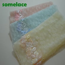 somelace 25CM Width (2yds/lot)Pink~Blue~Yellow soft gauze color floral embroidered DIY lace fabrics embroidered DIY lace trim 2024 - buy cheap