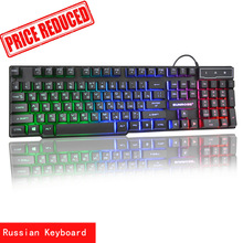 104 keys Gaming Keyboard USB Wired 3-Color Backlight plashproof Capacitive Feel Keyboard for computer Russian/English 2024 - buy cheap