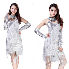 2022 New silvery Latin Dance Dress For Women Lady Sexy Backless Cotton Practice Clothes Ballroom Cha Cha Salsa Skirt flamengo 2024 - buy cheap