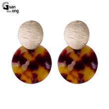 Guanlong Vintage Fashion Acetate Resin Big Drop Earrings Women Round Geometric Acetic Acid Acrylic Earring Metal Party Jewelry 2024 - buy cheap