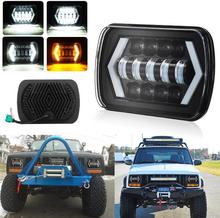 QDAEROHIVE 55 Вт 7x6 ''5X7" светодиодные фары Halo DRL для 86-95 Jeep Wrangler YJ 84-01 Cherokee XJ Angel Eyes DRL H4 LED Square NEW 2024 - купить недорого