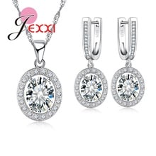 Conjunto de joias redondas brilhantes com zircônia aaa, prata esterlina 925, melhor presente para mulheres 2024 - compre barato
