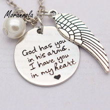 New arried "God Has You In His Arms, I Have You In My Heart "Copper necklace Keychain,charm Hand-Stamped Jewelry Memorial gift 2024 - buy cheap