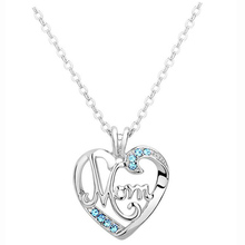 Mother's Day MOM Word Engraved Heart Love Pendant Necklace Gift For Mom 2024 - buy cheap