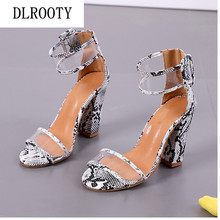 Woman Sandals Shoes 2019 Summer Style Pumps High Heels Peep Toe Buckle Strap Fashion Transparent Solid Gladiator Plus Size 34-43 2024 - buy cheap