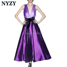 Satin Formal Evening Dress Short 2019 NYZY C180 Vestidos De Festa Purple Elegant Evening Gown Custom Made robe de soiree 2024 - buy cheap