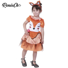 ReneeCho Cute Cartoon Fox Cosplay Baby Girl Halloween Costume For Kids Toddler Dress Birthday Party Christmas Dress Headband 2024 - buy cheap