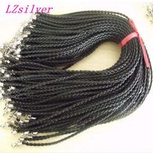 Collar de cuerda de cuero negro con cierre de langosta, 100 Uds., 460x3mm, K01070 2024 - compra barato