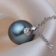 Бесплатная доставка Огромный 14 мм натуральный таитянский подлинный черный круглый жемчужный кулон ожерелье АА + 2024 - купить недорого