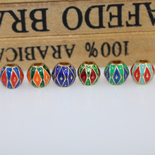 5pcs/lot Tibetan Style Enamel Nepal Spacer Beads 9mm Alloy Oval Fancy Cloisonne Charm Beads DIY Jewelry Making Materials 2024 - buy cheap