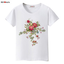 bgtomato Summer sun Chinese rose t-shirt Women Beautiful tees fashion personality shirts Good quality brand clothes casual tops 2024 - buy cheap