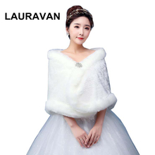 Hot 2020 Fashion Wedding Jackets Bride Wraps Winter Wedding Dress Wraps Bolero Bridal Coat Accessories Wedding shawl With Brooth 2024 - buy cheap