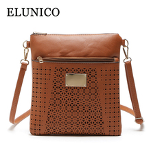 ELUNICO 2018 Autumn Female Hollow Out Leather Messenger Shoulder Bags Handbags Women Famous Brands Small Casual Crossbody Bag 2024 - buy cheap