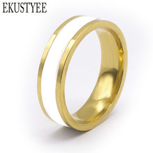 6mm dourado preto branco óleo listras 316l aço inoxidável anéis de dedo para homens mulheres joias de atacado 2024 - compre barato