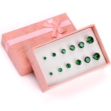 LUXUSTEEL Green/Purple/Pink/Blue/Red/Champagne/Yellow Cubic Zirconia 6Pairs/Boxes Earring Sets 3mm to 8mm Stud Earrings 2024 - купить недорого