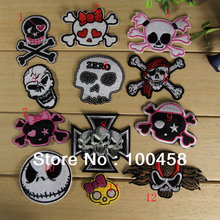 Free shipping Mixed Punk skull  Embroidered Patch Iron On Motif Applique  Embroidery Patches for clothing  Embroider  Badge 2024 - buy cheap