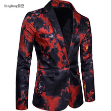 XingDeng Casual Blazer Men Fashion Slim Fit Jacket Pattern Printed Blaser Homens Mens Blazer Personality Jacket red Blue m-3xl 2024 - buy cheap