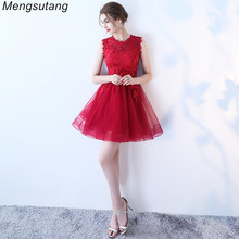 Robe de soiree Wine Red Slim with Appliques Short Evening Dress Elegant Lace vestido de festa Banquet Party Prom formal dresses 2024 - buy cheap