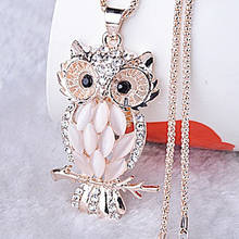 Gold Color Chain Rhinestone Opal Owl Maxi Boho Long Chokers Necklaces & Pendants for Women Mother Girl Gifts Fashion Jewelry 2024 - buy cheap