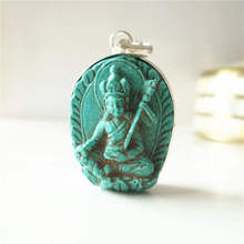 Tibetan Clay Sculpture Buddha Amulets Pendants Pocket Buddha Simulated Turquoises Buddha Tara Ganyin TBP689  2024 - buy cheap