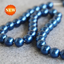 Cuentas de concha azul oscuro para collar y pulsera para mujer y niña, cuentas de perlas sueltas de 12mm, diseño de joyería de 16 pulgadas, 2021 2024 - compra barato