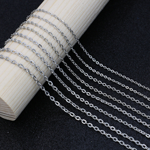 Плоская цепь серебряного цвета для изготовления ювелирных изделий, ширина 2 мм, 2,5 мм, 3 мм, 4 мм, овальная металлическая цепь для ожерелья, браслета 5 м/лот 2024 - купить недорого
