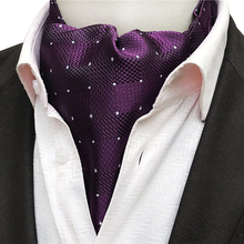 Designer Men British Style Neckwear Luxury Formal Occasion Cravat Ascot Purple with White Dots 2024 - buy cheap