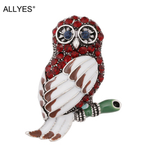 ALLYES Owl Brooches for Women Girls Vintage Metal Red Crystal Enamel Pin Animal Bird Brooch Female Party Clothes Pins Jewelry 2024 - buy cheap