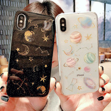 Cyato Cute Space Glitter Planet Phone Case For iPhone X XS case Clear Soft Silicon Star Back Cover For iPhone 6 6S 7 8 Plus capa 2024 - buy cheap