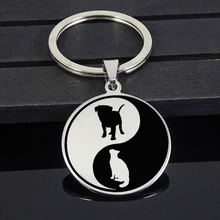 High Quality Stainless Steel Jewelry Yin Yang Dog Cat Disc Pendant Keychain Color Never Fade Drop Shipping Accepted YP6693 2024 - buy cheap