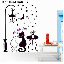 1PCS Fashion Cartoon Couple Cat Personalized Wall Stickers Children's Room Bedroom Livingroom Sofa Backdrop Home Decor 33*60cm 2024 - buy cheap