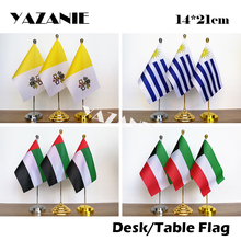 YAZANIE 14*21cm Vatican Uruguay Events Table Flags United Arab Emirates Nations Table Flags Kuwait Custom Desk Flags and Banners 2024 - buy cheap