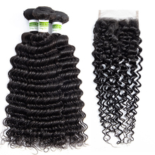 Brazilian Deep Wave Bundles With Closure Remy Human Hair 3 Bundles With Lace Closure Pineapple Wave Human Hair Extensions 2024 - buy cheap