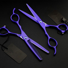 high quality Left handed Voilet cut hair scissors set haircut thinning shears make up cutting barber tools hairdressing scissors 2024 - buy cheap