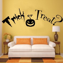 YOYOYU truco o tratar cita Halloween Pegatina de vinilo para pared, Mural Decoración de pared para el hogar, pegatinas para pasillo y sala de estar 2024 - compra barato