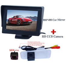 2 In1 Car Parking Assistance System 4.3" TFT Car Reverse Rearview Monitor + 4 Lights IR Rear View Camera for KIA Sedan Rio/Pride 2024 - buy cheap
