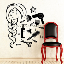 New Beauty Wall Decals Comb Scissors Wallpaper Hairdressing Spa Hair Salon Removable Decoration Art Self-adhesive StickersYY496 2024 - buy cheap