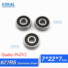 [S627RS-P6]Free Shipping 10pcs Stainless steel double rubber cover ball bearing S627RS S627-2RS 7*22*7mm fishing rod bearing 2024 - buy cheap