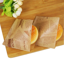 Newspaper Fast Food Packaging Bag Food Grade Wax Coated Brown Paper Donut Bread Wrap Oil-Absorbing Sheet 15*15cm 100pcs/Pack 2024 - buy cheap