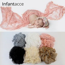 Cobertor de renda para bebê recém-nascido, adereços para tirar fotos, acessórios com camada cobertora, envoltório elástico 2024 - compre barato