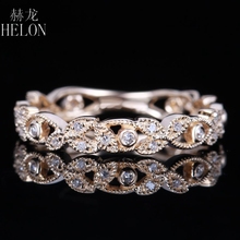 HELON-anillo de compromiso de oro amarillo de 14K para mujer, sortija de compromiso con diamantes naturales, joyería fina de aniversario 2024 - compra barato