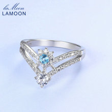 LAMOON Natural Blue Topaz Ring For Women Snowflake Crown 925 Sterling Silver White Gold Plated Fine Jewelry LMRI078 2024 - buy cheap