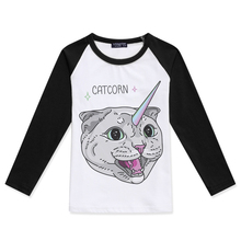 2019 New Arrival Long Sleeves T-Shirt For Girls Children Clothing Cotton Tops Tee Baby Boy T Shirt Unicorn Cat Print Kids Tshirt 2024 - buy cheap