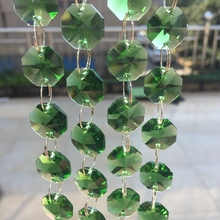 Corrente de contas de vidro de cristal 10 embutida 14mm octogonal corrente de contas verde escura para casamento festa de natal decoração de eventos 2024 - compre barato