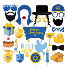 25pcs Happy Hanukkah Party Decorations DIY Photobooth Props Chanukah Theme Paper Cards Photobooth Props Party Favors Supplies 2024 - buy cheap