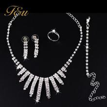 F&U Hot Selling Wedding Jewelry Ring/Earrings/Bracelet/Necklace Sets Crystal Bridal Gifts Choker Necklace Set  Wedding Jewelry 2024 - buy cheap