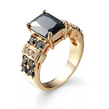 MxGxFam-anillos de circonia cúbica negra para mujer, joyería fresca, oro amarillo de 18 k, color AAA + circón 2024 - compra barato